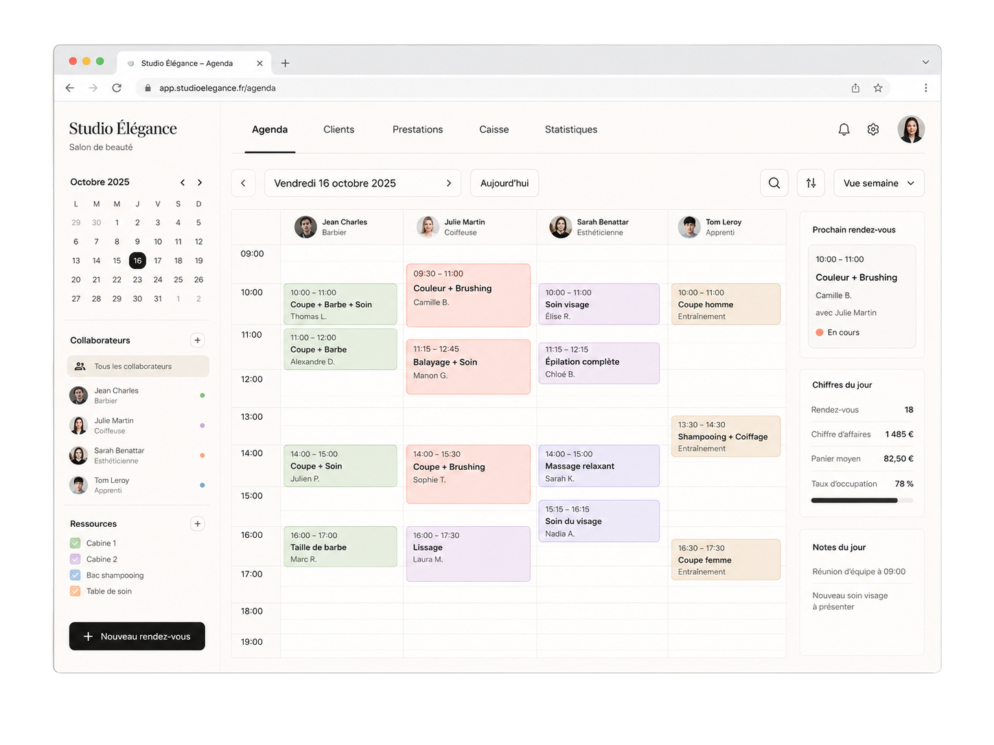 Mockup de logiciel métier avec tableau de bord